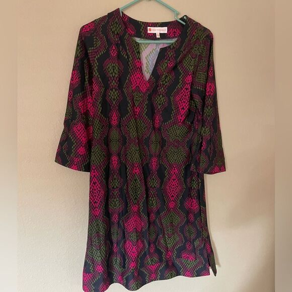 Jude Connally Womens Monique Dress in Snakeskin Mulberry S Sheath 1/2 Sleeve - Picture 4 of 4